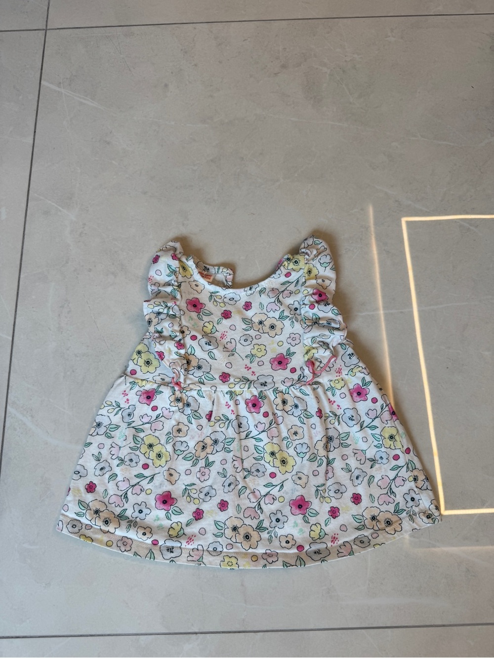 Zara White Floral Ruffle Top with Pink and Yellow Flowers